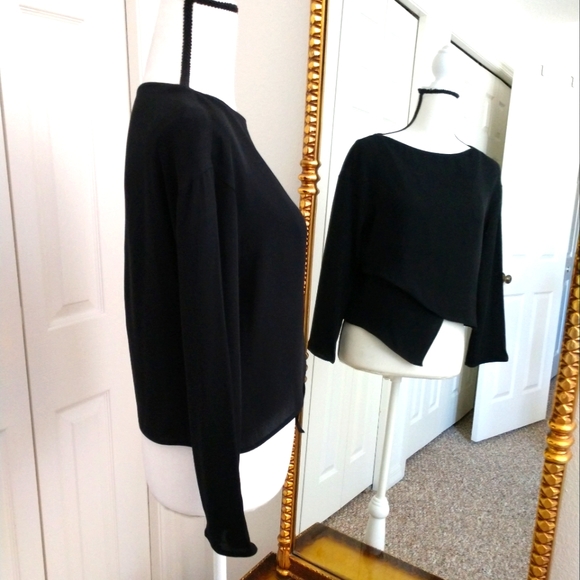 Emporio Armani Made in Italy "Attractive" Black Front Double Layer Top. Size 4 - Picture 3 of 8